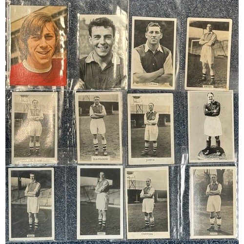 381 - ARSENAL, 1930's footballer postcards, Alec James, Hapgood, Bowden, etc. Mixed condition. 12 cards