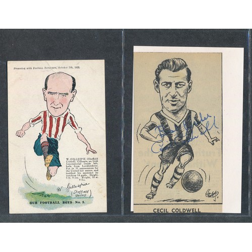 382 - SHEFFIELD UNITED, AUTOGRAPHED 1950's caricature cards. 8 cards