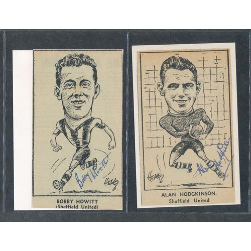 382 - SHEFFIELD UNITED, AUTOGRAPHED 1950's caricature cards. 8 cards