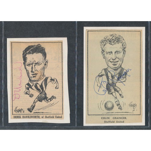 382 - SHEFFIELD UNITED, AUTOGRAPHED 1950's caricature cards. 8 cards