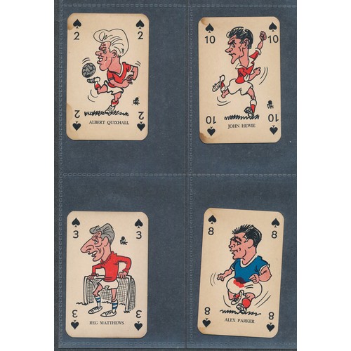 390 - MONTY GUM 1960 British Footballers soccer caricatures playing cards. 56 cards.