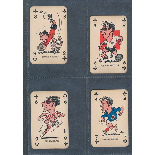 390 - MONTY GUM 1960 British Footballers soccer caricatures playing cards. 56 cards.