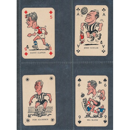 390 - MONTY GUM 1960 British Footballers soccer caricatures playing cards. 56 cards.