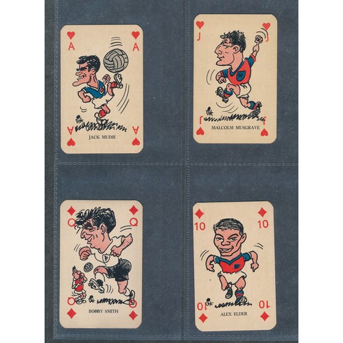 390 - MONTY GUM 1960 British Footballers soccer caricatures playing cards. 56 cards.