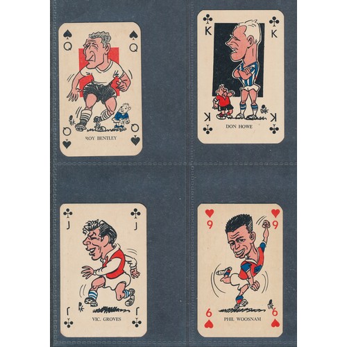 390 - MONTY GUM 1960 British Footballers soccer caricatures playing cards. 56 cards.