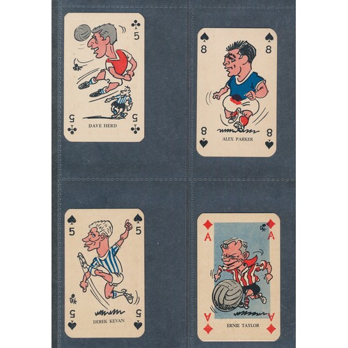 390 - MONTY GUM 1960 British Footballers soccer caricatures playing cards. 56 cards.