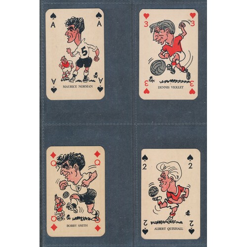 390 - MONTY GUM 1960 British Footballers soccer caricatures playing cards. 56 cards.