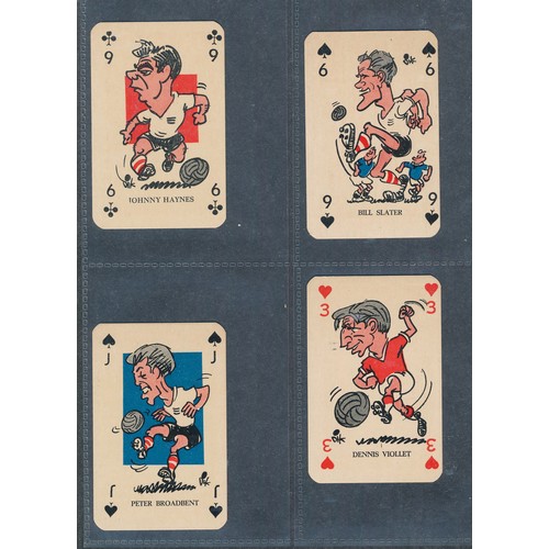 390 - MONTY GUM 1960 British Footballers soccer caricatures playing cards. 56 cards.