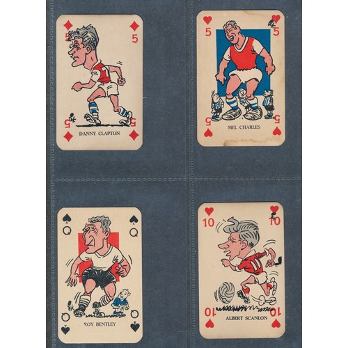 390 - MONTY GUM 1960 British Footballers soccer caricatures playing cards. 56 cards.