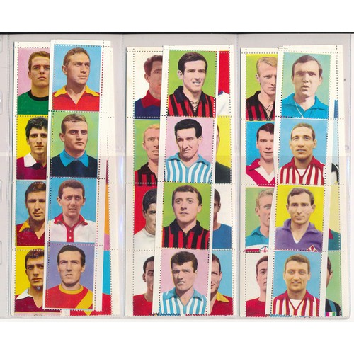 406 - LAMPO VERBANIA 1965 Soccer stars in UNCUT strips, 63 strips each of four players. 252 cards.