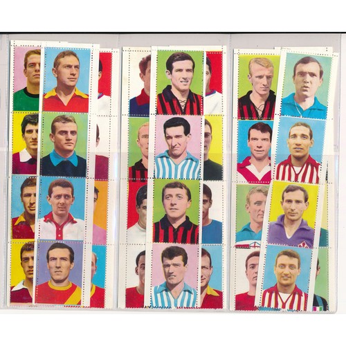 406 - LAMPO VERBANIA 1965 Soccer stars in UNCUT strips, 63 strips each of four players. 252 cards.