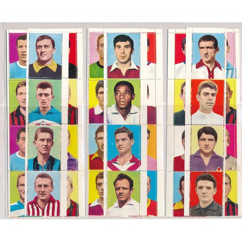 406 - LAMPO VERBANIA 1965 Soccer stars in UNCUT strips, 63 strips each of four players. 252 cards.