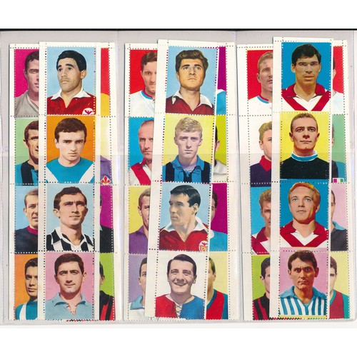 406 - LAMPO VERBANIA 1965 Soccer stars in UNCUT strips, 63 strips each of four players. 252 cards.