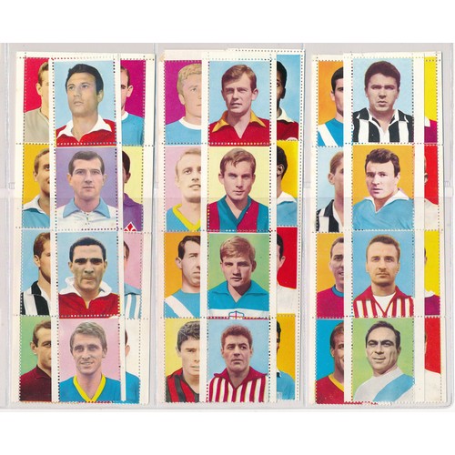 406 - LAMPO VERBANIA 1965 Soccer stars in UNCUT strips, 63 strips each of four players. 252 cards.