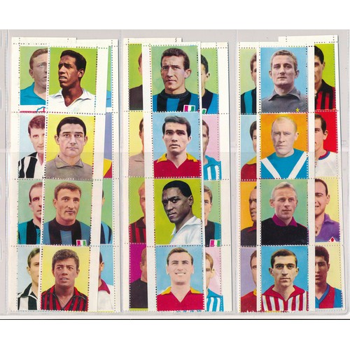 406 - LAMPO VERBANIA 1965 Soccer stars in UNCUT strips, 63 strips each of four players. 252 cards.