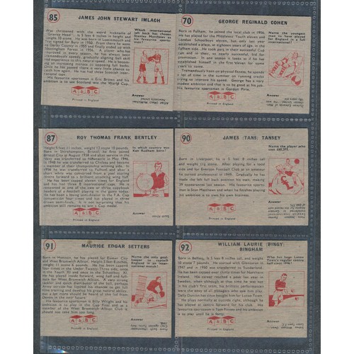 409 - A&BC GUM 1958 Footballer cards, 2nd series (high numbers), mixed condition, some duplication, clean ... 