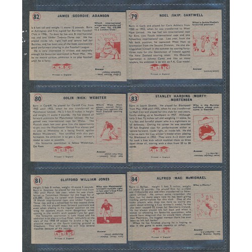 409 - A&BC GUM 1958 Footballer cards, 2nd series (high numbers), mixed condition, some duplication, clean ... 