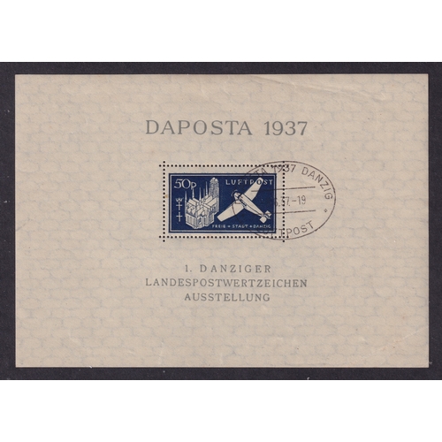 45 - Germany 1937 Danzig DAPOSTA Air Miniature Sheet (SG MS252), Used, Cat Val £200. The sheet has a ligh... 