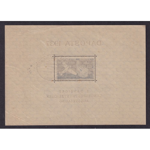 45 - Germany 1937 Danzig DAPOSTA Air Miniature Sheet (SG MS252), Used, Cat Val £200. The sheet has a ligh... 