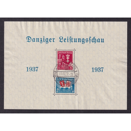 46 - Germany 1937 Danzig Productivity Show Miniature Sheet (SG MS254a), Used, Cat Val £650. The sheet has... 