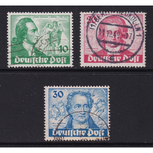 42 - Germany 1949 Berlin Birth of Goethe Bicentenary set (SG B61-B63), Used, Cat Val £225