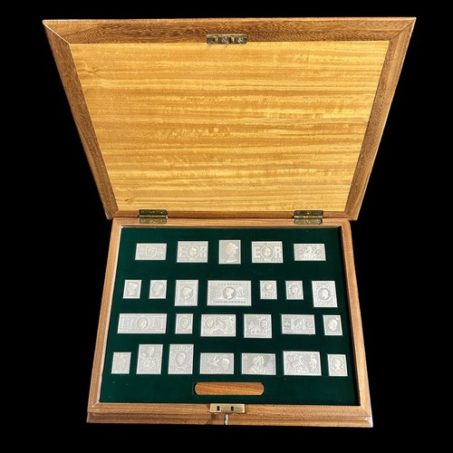 172 - The Stamps of Royalty set of 25 silver stamps by Hallmark Replicas Ltd, limited edition in fitted wo... 