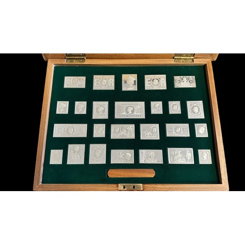 172 - The Stamps of Royalty set of 25 silver stamps by Hallmark Replicas Ltd, limited edition in fitted wo... 