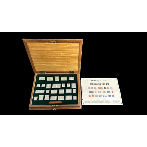 172 - The Stamps of Royalty set of 25 silver stamps by Hallmark Replicas Ltd, limited edition in fitted wo... 