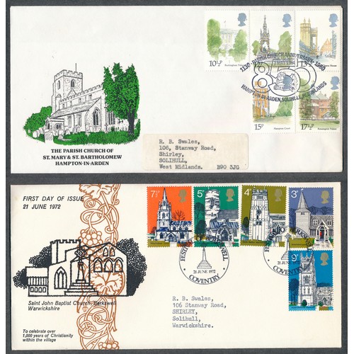 161 - GB FDC’s. 21st June 1972 Churches official Festival of Berkswell typed address, 1980 London Landmark... 