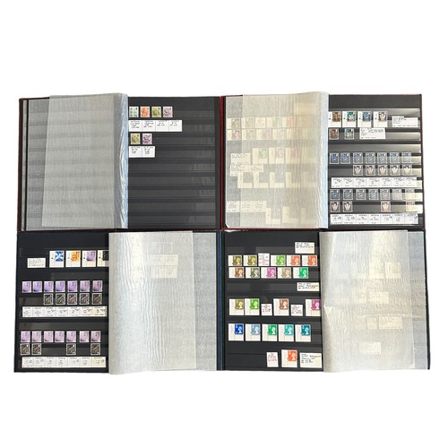 125 - GB. Regionals UM collection in four stockbooks vals to £1.90 incl medium to h/v cylinder blocks of 6... 