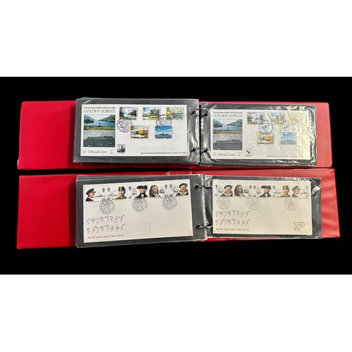 156 - First Day Covers 1935-1987 (700+), in 15 SG red arch cover albums, all commemoratives with much valu... 