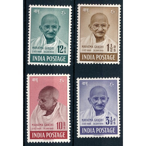 52 - India, 1948 Gandhi Set, Mint.  (SG 305-8), Cat £450.