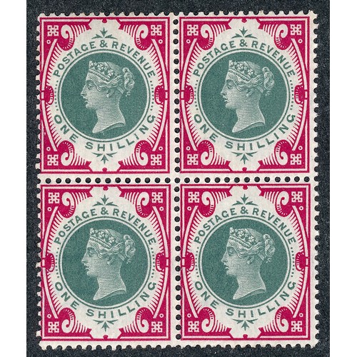 93 - Great Britain, 1900 1/- gr & carmine U/M block of four. (SG 214), Cat. £400