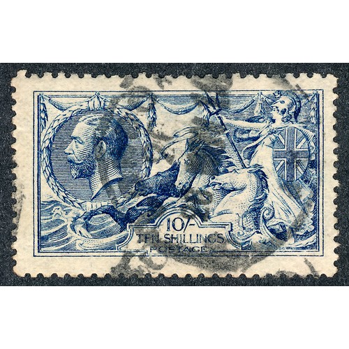 97 - Great Britain, 1915 D.L. Rue 10/- Seahorse Good to Fine Used. (SG 412), Cat. £875.