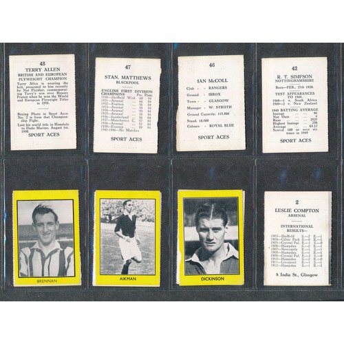 394 - MM Frame - Sport Aces 1950 - range of 19 cards in good to very good condition. Includes Stanley Matt... 