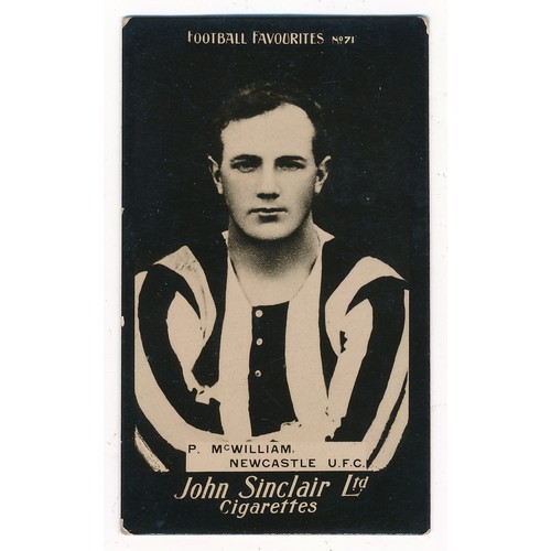 323 - John Sinclair Football Favourites single card No.71 P. McWilliam - Newcastle U.F.C., good to very go... 