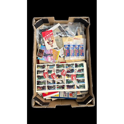 374 - Box Of Trade Card Uncut Printed Sheets , Comics, Advertising etc; Wonderful tray of printed ephemera... 