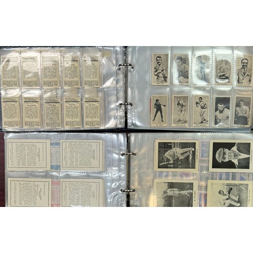 362 - Sporting trade cards in 2 albums, in mixed condition, with rangs of Boxing, Cricket, Tennis etc, inc... 