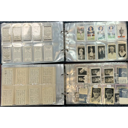 362 - Sporting trade cards in 2 albums, in mixed condition, with rangs of Boxing, Cricket, Tennis etc, inc... 