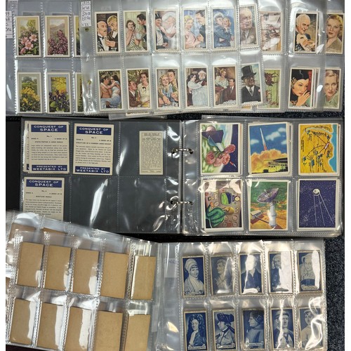 303 - Collection of cigarette cards, in 5 full albums and plastic sleeves, in variable condition, with ran... 