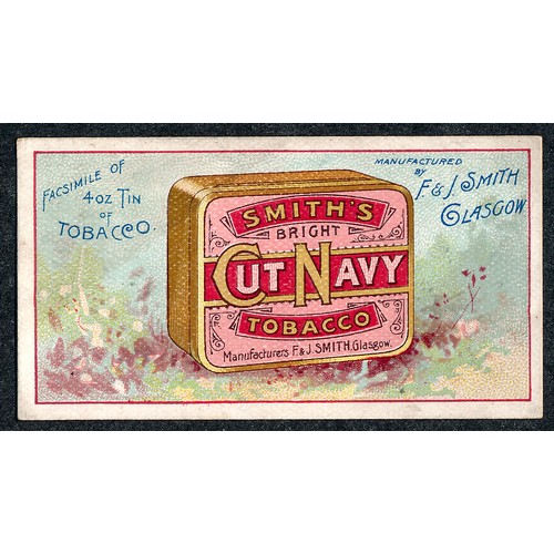 330 - F. & J. Smith 1899 Advertisement card Cut Navy Tobacco tin, single card in very good condition.