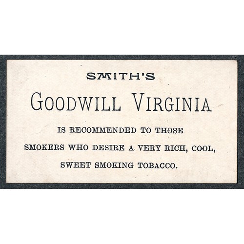 332 - F. & J. Smith 1899 Advertisement card Goodwill Virginia packet, single card in very good condition.