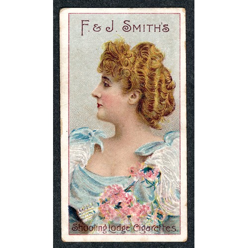 344 - F. & J. Smith 1899 Advertisement card Beauty Shooting Lodge Cigarettes, single card in about good co... 