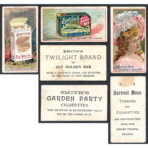 348 - F. & J. Smith 1899 Advertisement cards x 3, with Garden Party packet, Twilight Brand Packet and Beau... 