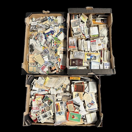 367 - Large accumulation of trade cards and cigarette cards, in 3 fruit trays, condition is mixed with som... 