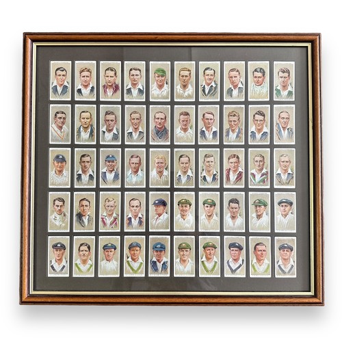 300A - Cricket cigarette cards in four frames with Ogden's Prominent Cricketers of 1938 set of 50, Player C... 