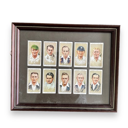 300A - Cricket cigarette cards in four frames with Ogden's Prominent Cricketers of 1938 set of 50, Player C... 