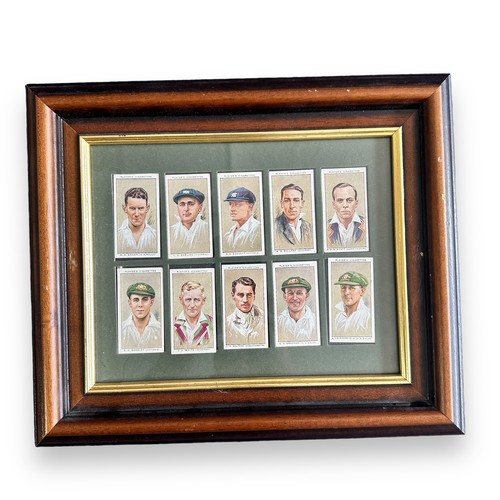 300A - Cricket cigarette cards in four frames with Ogden's Prominent Cricketers of 1938 set of 50, Player C... 