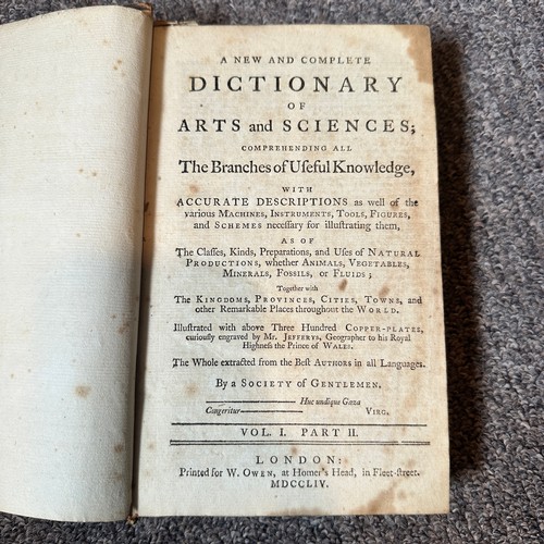 1008 - Dictionary of Arts and Sciences 1754 to 1755, printed for W. Owen of Homer's Head in Fleet Street, L... 