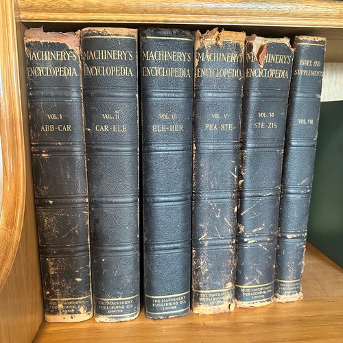 1010 - Machinery's Encyclopedia (The Macinhe Publishing Co., 1925), Volumes I, II, III, V, VI and VII. Qty ... 